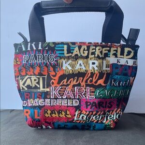 Karl Lagerfeld Colorful Graffiti Logo Print Mini Tote EUC